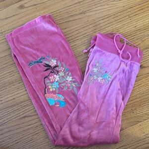 BCBGMaxAzria Pink Embroidered jump suit set